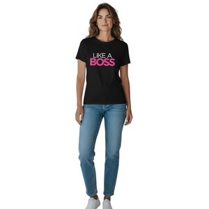 Black 'Like A Boss' fitted Graphic Tee Shirt